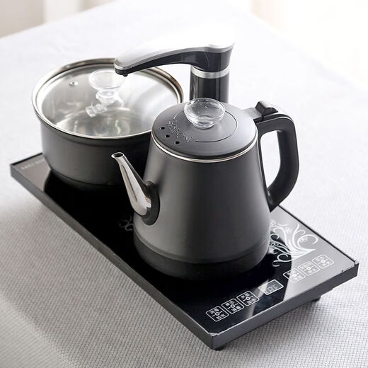Jiezao fully automatic water supply electric kettle household self-priming water pumping tea set smart electromagnetic tea stove for cooking 1L bottom black bottom water supply