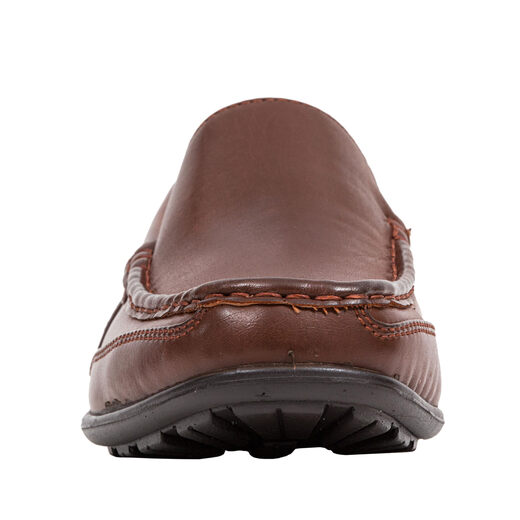 Deer Stags boys' slip-on loafers, soft leather, comfortable and breathable, daily casual shoes for students, Dark Luggage 3.5 Big Kid