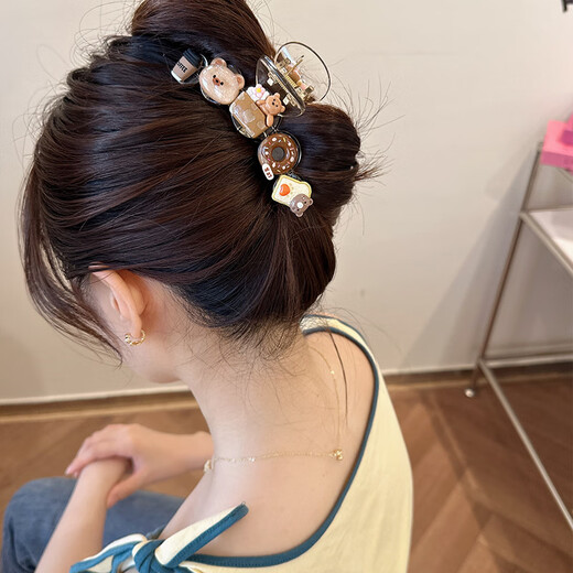 SAHANE Zuoyu cute cartoon biscuit clip for women 2024 new high-end hair clip back of the head spring and summer shark clip headdress PD09 biscuit