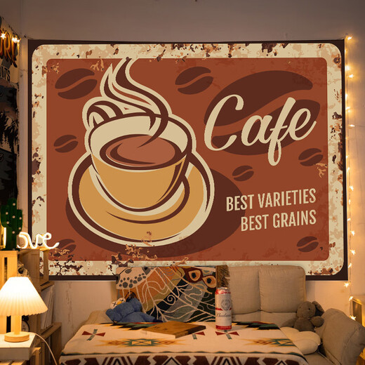 Pure tone retro American hanging cloth cafe beer decoration background cloth restaurant atmosphere matching tapestry cloth internet celebrity photo XFJ401 1 meter wide 0.7 meters high free installation package