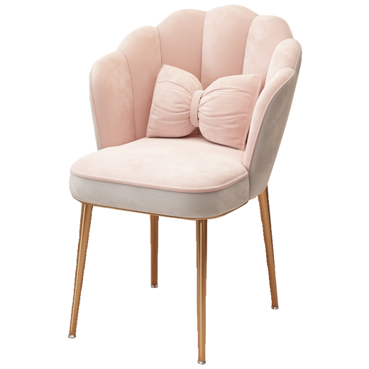 Huili De Chair Home Girls' Bedroom Petal Chair Backrest Light Luxury Simple Modern Desk Manicure Dressing Table Stool Black Legs - Off-White Velvet Sponge Style Free Butterfly Pillow