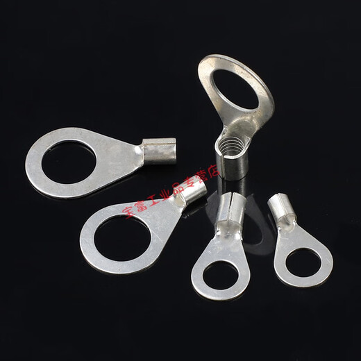 OT cold-pressed terminal crimping lug bolt crimping ring round copper connector crimping head silver-plated O-shaped end OT1-3 (1000 pieces)