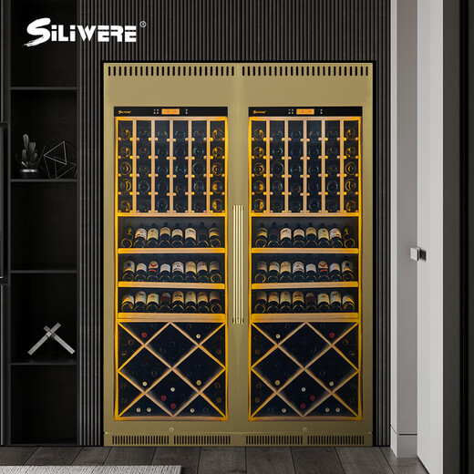 SILIWERE/SILIWERE red wine cabinet, constant temperature wine cabinet, custom wine cabinet, large wine cabinet, double door wine cabinet, custom wine cabinet, width 1600, depth 500, height 2200, champagne gold, 500 bottles, exclusive edition