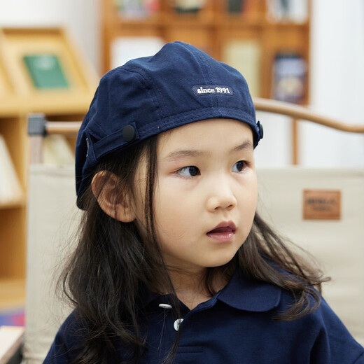 Jincheng children wear backward letter beret girls autumn and winter travel forward cap boys retro painter hat versatile and fashionable A635 navy blue (pure cotton) one size fits all -6 years old and above head circumference 51~54cm-