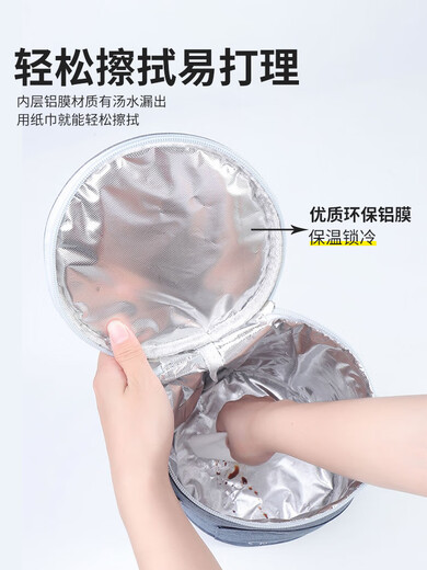 Baichunbao thickened thermal bag portable lunch bag large capacity waterproof aluminum foil refrigerated bag rice bag lunch box bag with rice bucket Navy medium long-lasting thermal insulation 0 Howard Johnson