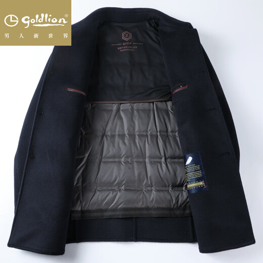 Goldlion mit mittlerem Alter doppelseitiger Wollwolle-Jacke mit mittlerer Länge 8803 Schwarz (abnehmbarer innerer Boden) XL 175/50