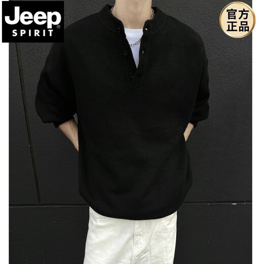 JEEP SPIRIT American cleanfit Henry collar sweater men's winter trendy inner wear handsome long-sleeved men's bottoming sweater gray M