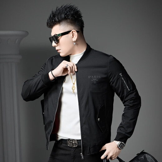 Aoshengte Light Luxury Herren -Freizeitjacke trendy und gutaussehend 2025 Neue Spring Baseball Jacke Herren Spring Top 9227# Black XL 52/175