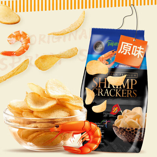Papatonk importierte Garnelenchips aus Indonesien Original Garnelenchips 85 g/Bag Kartoffelchips Pufffutter Internet Promi Casual Snacks und Snacks