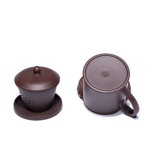 Centennial Liyong Yixing purple sand cover cup pure handmade original mineral purple mud dragon ball compartment cup tea water separation cup office tea cup