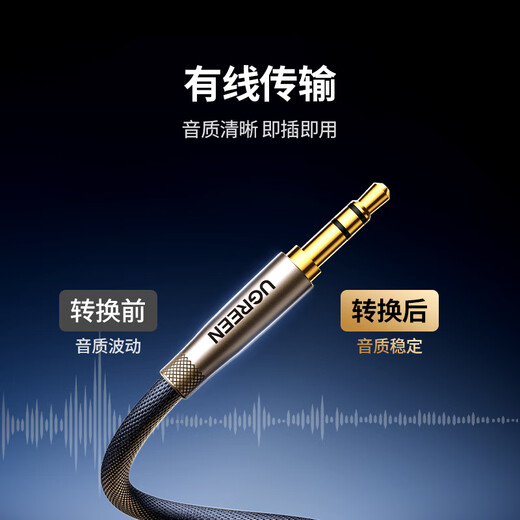 Greenlink AUX-Audiokabel 3,5 mm Stecker-zu-Stecker versilbertes Auto-Audiokabel Laptop-Handy-Headset-Headset-Audiobox-Konvertierung in Aufnahmekabel 3 Meter 10116