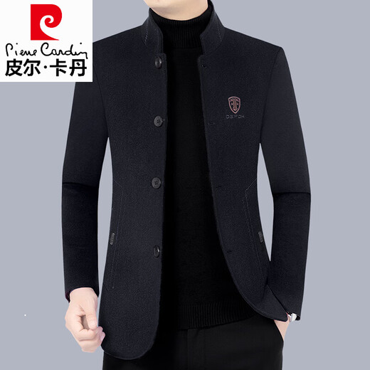 皮尔卡丹（pierre cardin）男士羊毛呢大衣外套男中长款秋冬季呢子夹克中老年男装新款爸爸装 D6079灰色 3XL 190
