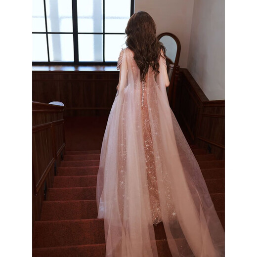 Remtin evening dress 2024 new light luxury niche high-end heavy industry banquet temperament celebrity fairy sense host female picture color 3XL