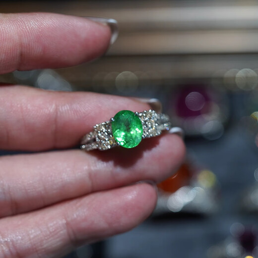 Senyong's 2025 new natural precision design simple and elegant diamond tsavorite tourmaline tanzanite ring collection No. 16.5/diamond 82 points/tsavorite 2.2ct