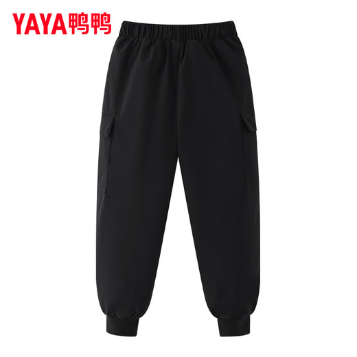 YaYa Children's Down Pants Children's Clothing Medium and Large Children's Warm and Thickened Boys' 2024 New Casual Girls' Pants for Outerwear YG Black 160