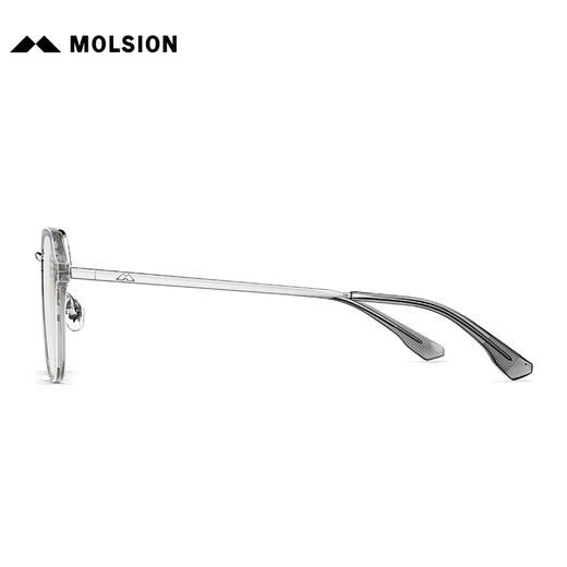 MOLSION陌森近视眼镜多边形眼镜TR眼镜架可配度数防蓝光MJ6187 B16银色|透灰 单镜框