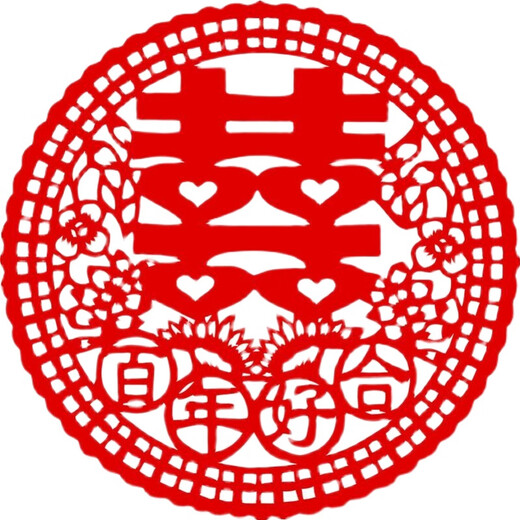 纸质成品窗花剪纸双喜字婚礼结婚礼品镂空红纸门窗墙壁贴纸喜 图案B12186种喜字各2张 2525CM