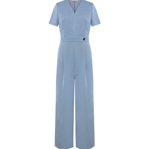 Pink blue wardrobe fashionable and atmospheric straight-tube women's summer high waist wide-leg pants 532K673 Moonlight Blue XL
