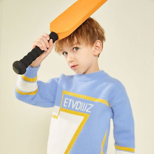 Sanxiangsha (Sanxiangsha) Jungen verdickter Pullover runden Hals Pullover Neue Stil mit mittlerer und großer Kinder Herbst und Winterstil Nerz Velvet Pullover Pullover 608 Blau [hinzugefügte Samtstil hinzugefügt] 150 [Höhe 135-145]