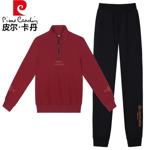 
Pierre cardin casual sportswear suit for women Spring and Autumn 2025 new pure cotton polo large loose sweatshirt two-piece set XYM6189 black plus fleece M-code [recommended 80-95 Jin [Jin equals 0.5 kg]]