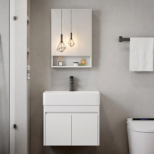 Jomoo Small Apartment Space Aluminum Bathing Gabinet Combinación Cerámica pequeña Cerámica Integrada Balcón Balcón Cuenca de lavado Redonda 4837 con juego completo