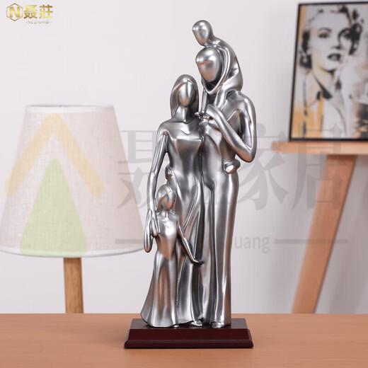 Familie von vier Ornamenten für Familie von drei schwangeren Frauen Geburtstagsgeschenke für Frau und Ehemann Neugeborene Souvenir Hochzeitstag Lehrer Tag Lehrer Praktische Lehrerin 15935 Silber + Schriftzug