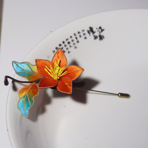 Lingchuan Intangible Cultural Heritage Cloisonné Flower Orchid Maple Leaf Brooch Antique Hanfu Cheongsam Accessories Classic Hairpin Style 1