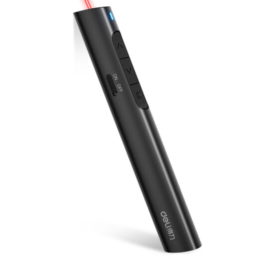 Deli laser pointer charging hyperlink switching pointer ppt page turning pen double tail plug speech pen laser page turning pen wireless presenter red light black 2801
