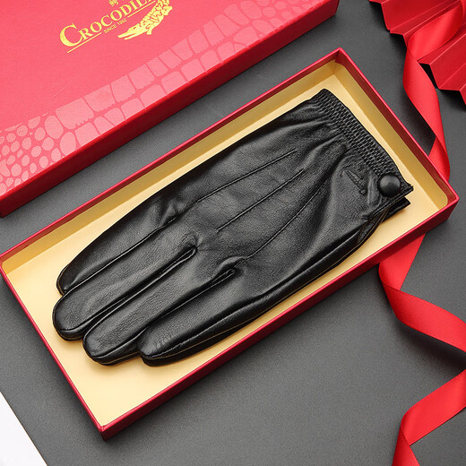 Crocodile shirt genuine goatskin gloves men's autumn and winter thin non-velvet cycling touch screen windproof gloves gift 551XXL size