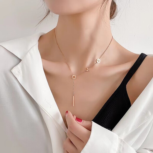 Fat Donglai same style AU750 color gold pendant necklace 18K gold LOVE letter female rose gold 2024 new gold K yellow l gold LOVE necklace