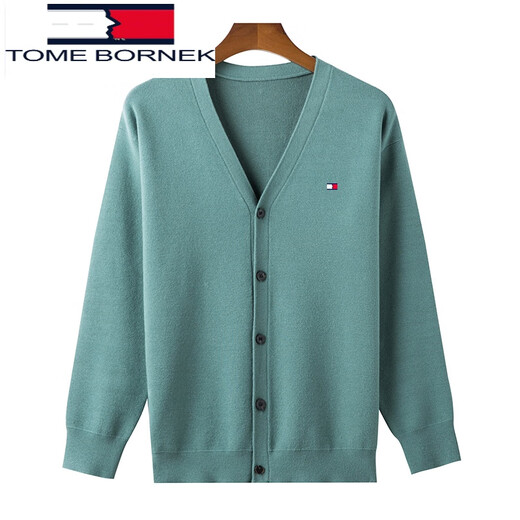 TOME BORNEK carefully selects quality Tommy Tommy wool cardigan for middle-aged men, casual non-iron V-neck solid color sweater sweater jacket, gray 165/M recommended 95-120Jin Jin equals 0.5 kg