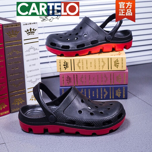 卡帝乐鳄鱼（CARTELO）高档特大码洞洞鞋男夏季包头拖鞋休闲防滑加大号沙滩凉鞋潮流新品 9856蓝色 49