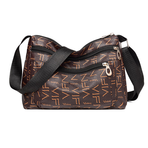 
PSVORT new versatile and atmospheric middle-aged women's bag mother bag multi-layer soft leather one-shoulder crossbody bag mother-in-law bag crossbody bag arrow pattern