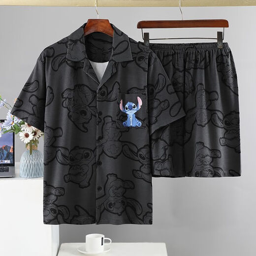 Mu Fengqing pajamas for men in summer short-sleeved thin plus fat plus size cartoon teenager men's home clothes two sets summer 6623 short-sleeved suit M standard (high 165100Jin [Jin equals 0.5 kg])