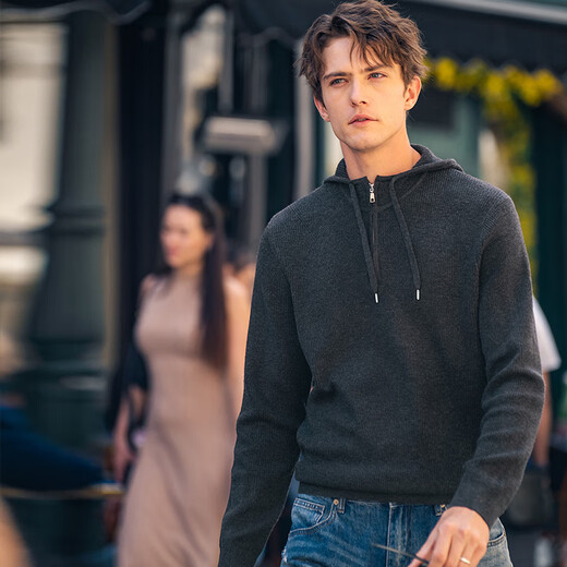 Mr. Cloth, Mr. Loch Silhouette Semi-Zipper Sweater Sweater Men's Spring y Autumn Casual Reducing Color sólido KT15781 Galaxy Gray M (170)
