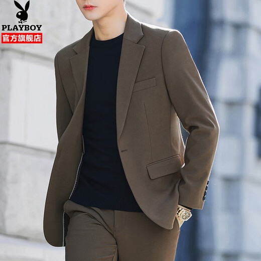 Playboy (PLAYBOY) casual suit men's autumn and winter new suit top men's slim casual Korean style jacket men's two-piece set black (single suit) XL 52
