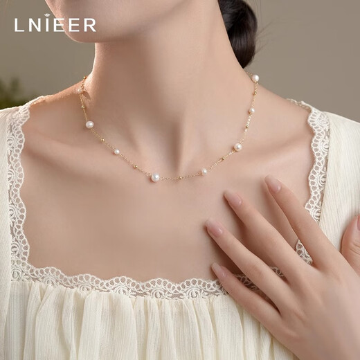 Lnieer Gypsophila 925 Silver Freshwater Pearl Necklace Women's 2025 New High-end Clavicle Chain Hot Style Necklace Gift Freshwater Pearl Necklace 925 Silver