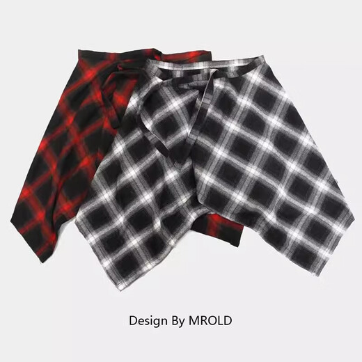 JIOESC plaid skirt butt curtain for women one piece small butt curtain autumn and winter wear artifact layered with pants high street hip-hop male red and black small grid regular one size fits all (80-180Jin Jin is equal to 0.5 kg)