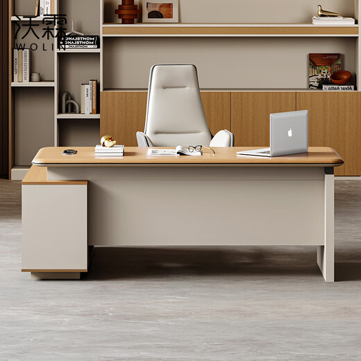 Wolin E0 level manager desk boss desk simple modern high-end president single supervisor office desk and chair combination single side cabinet-1.6m boss desk + chair