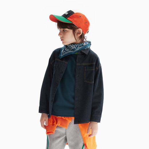 MQD Children's Clothing Boys Denim Thin Jacket 24 Autumn New Children's Contrast Color College Lapel Shirt