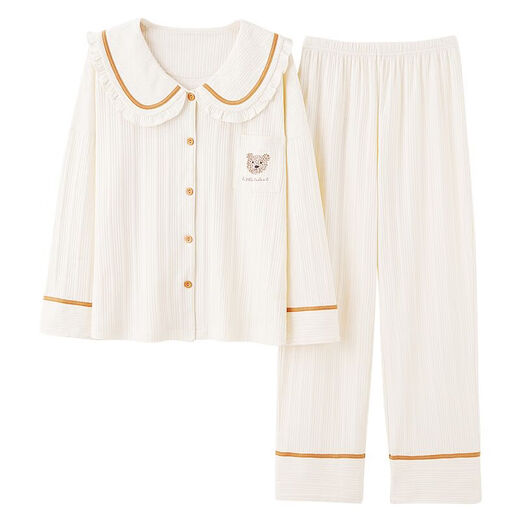 莫代尔睡衣女士夏款纯棉长袖感家居服全棉大码2025新款套装 JM3527 M 【80-98斤】