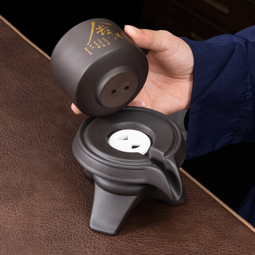 Zhengyang purple sand stone grinding automatic tea set household kung fu tea cup lazy tea maker rotating water decal complete set purple sand automatic (willing) six cups + tea ceremony