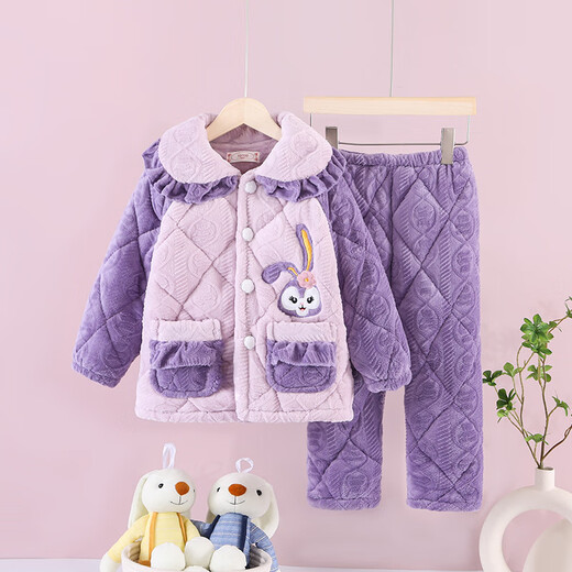 Blue Beni Kinderkleidung Kinderpyjama im Herbst und Winter Mädchen Flanell verdickte warme Wintermädchen Korallen Samt Home Kleidungsstück 829 Pink 100 Größe Empfohlener Höhe 90 cm