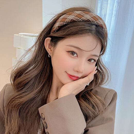 Bo Naling high skull headband Maillard style autumn and winter retro face wash and hair comb hair accessories high-end wide-brimmed Hong Kong style headband Maillard headband 2 pieces