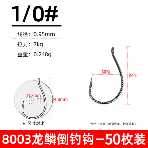 Xionghuo Luya 8003 wacky inverted hook loach hook special Texas fishing method cocked mouth bass hook barbed fish hook dragon scale type 50 inverted hooks No. 2/0 fishing 3-5 Jin Jin is equal to 0.5 kg