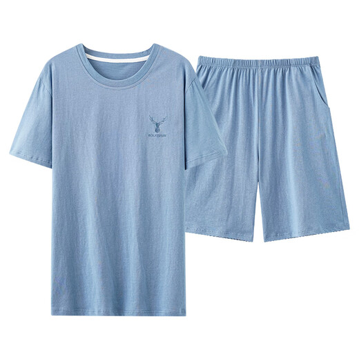 
Modal 2025 summer new thin cotton men's round neck pullover casual solid color short sleeve shorts suit home clothing Y6625 L