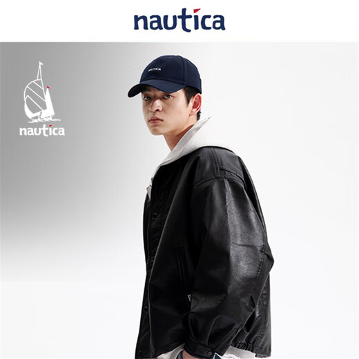 Nautica white sail star same style white sail CityBoy loose comfortable jacket leather jacket men JPJW4401 black 0TB L