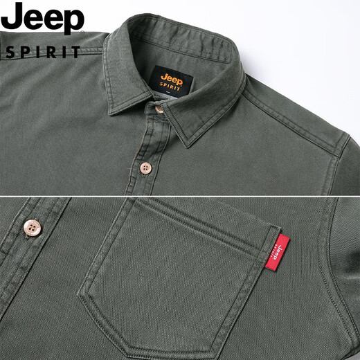 JEEP SPIRIT Jeep velvet shirt 2025 young and middle-aged autumn and winter long-sleeved Tencel winter loose casual shirt anti-wrinkle jacket gray Jeep shirt M 100-115Jin Jin equals 0.5 kg