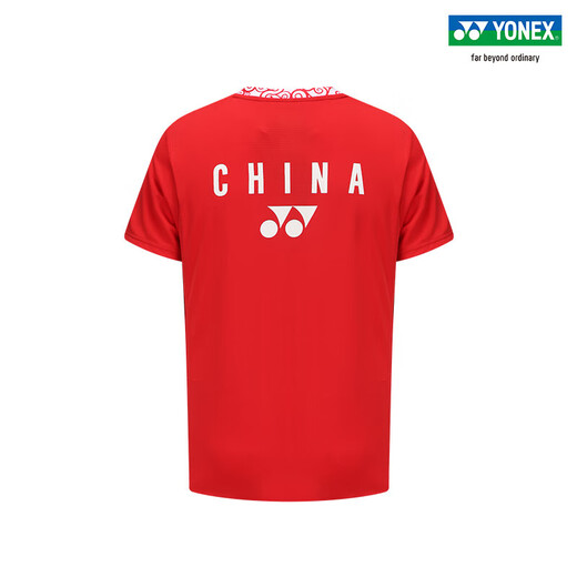 YONEX尤尼克斯羽毛球服2024中国国家队巴黎战袍男女款VC速干大赛服 10666CR短袖（男）钻石红 L