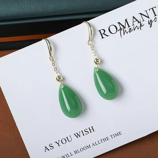 Chinese retro temperament water drop jasper earrings for women 2024 jade cheongsam earrings as a gift for mother water drop jasper earrings